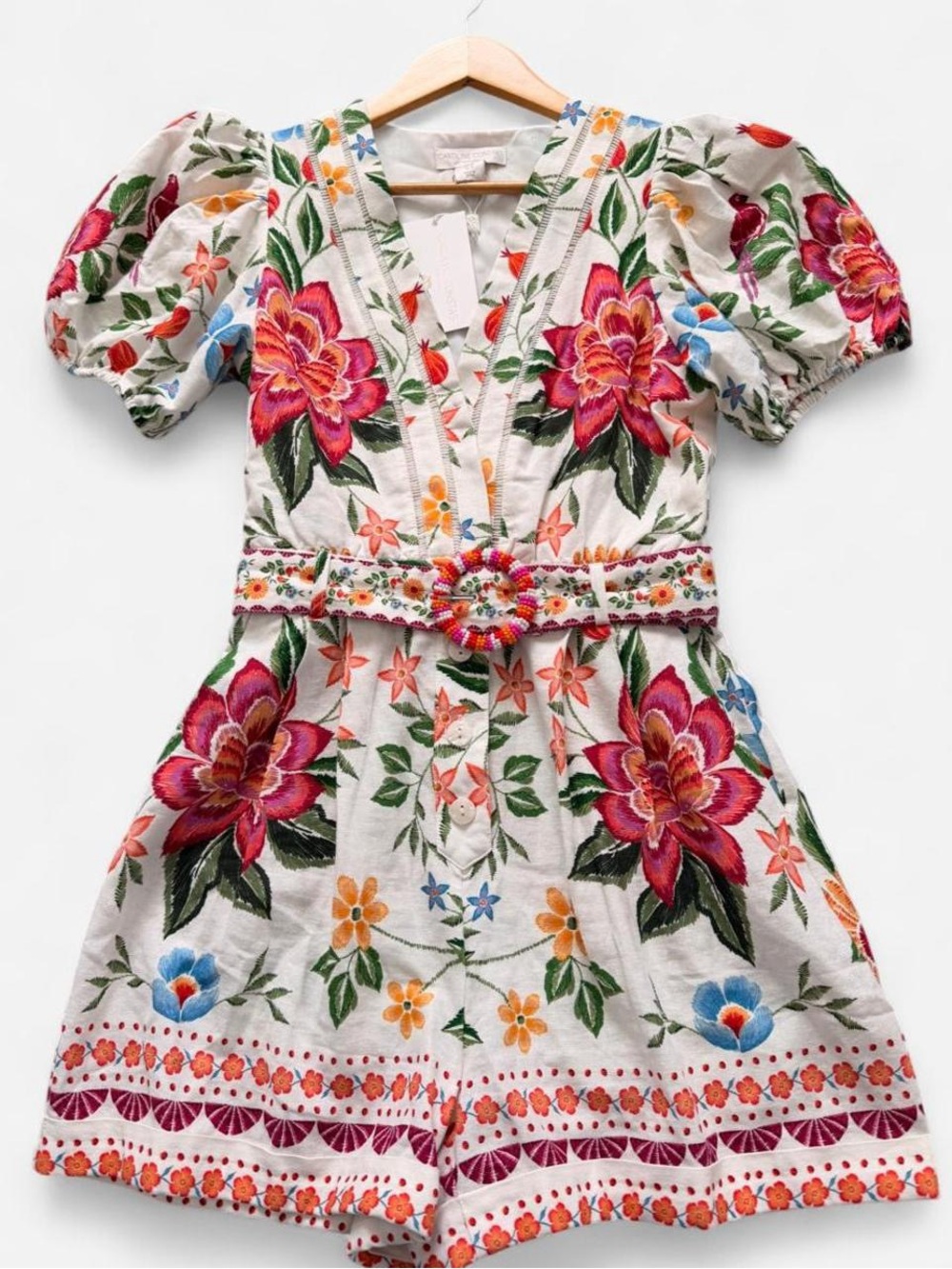 NWT FARM RIO Inspired Caroline Constas Floral Linen Mini Romper